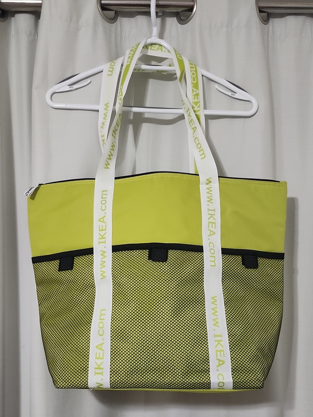 IKEA Lime Green Tote Bag with White Branded Straps